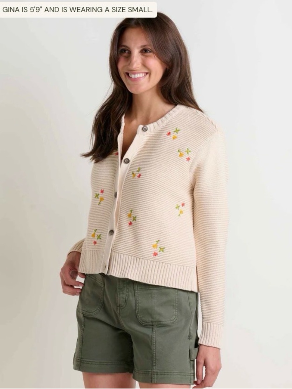 Toad&Co Cream Embroidered Button-Up Cardigan